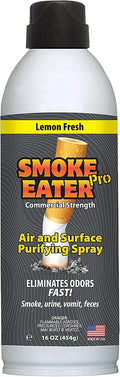 Smoke Eater Pro 16 oz Odor Eliminator Spray — Commercial Strength for Smoke Pet Urine and Cooking Odors — Air and Fabric Deodorizer with Tea Tree Oil — Made in USA (Lemon Fresh)