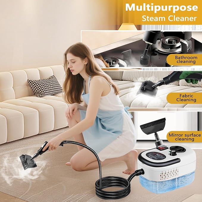 Steam Cleaner Handheld with 1200ml Large Water Tank High Pressure Steamer for Floors Upholstery Grout Car