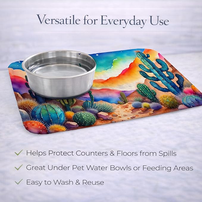 Caroline's Treasures DAC1417DDM Cactus in Color Dish Drying Mat Absorbent Dish Drying Mat Pad for Kitchen Counter Dish Drainer Mat for Countertop 14 x 21 Multicolor