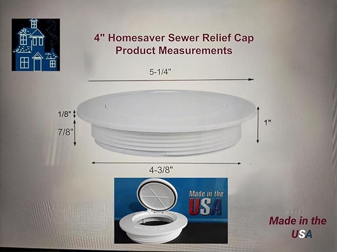 The Original 3 x 4 Homesaver Combination Flip Top Sewer Popper Relief Cap. Fits a 3 or 4 PVC Sewer Cleanout Pipe. Sewer relief valve! Proudly made in the USA!