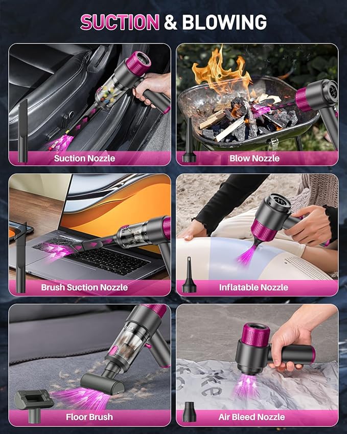 EYYA Handheld Cordless Car Vacuum Cleaner 4-in-1 Portable Mini Car Vacuum Cleaner 15000PA High Power &amp Air Duster with LED Light for Home Office