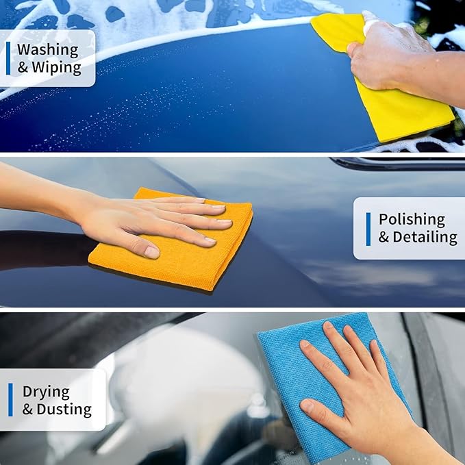 HOMERHYME Microfiber Cleaning Cloth 200 Pack Cleaning Rags Microfiber Towel Bulk Absorbent Lint-Free Wash Cloths All-Purpose Towels for Cars Shop Automotive Garage Home &amp Kitchen