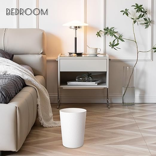 UUJOLY Small Trash Can Wastebasket Garbage Can Container Bins for Bathrooms Laundry Room Kitchens Offices Kids Rooms Dorms (White)