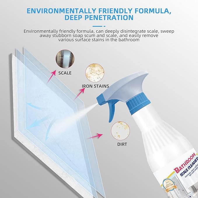 Foaming Shower Tub and Tile Cleaner Grout Cleaner Bathroom Cleaner Spray for Cleaning Glasses and Sinks Bathroom Foam Cleaner with Floral Scent 2PCS