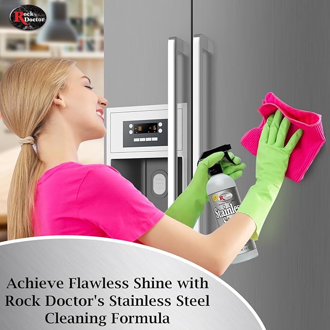 Rock Doctor Stainless Steel Cleaner and Protectant Streak-Free Cleaning Solution for Chrome and Aluminum Appliances or Surfaces Smudge Resistant Shine 24 oz. Spray Bottle (6)