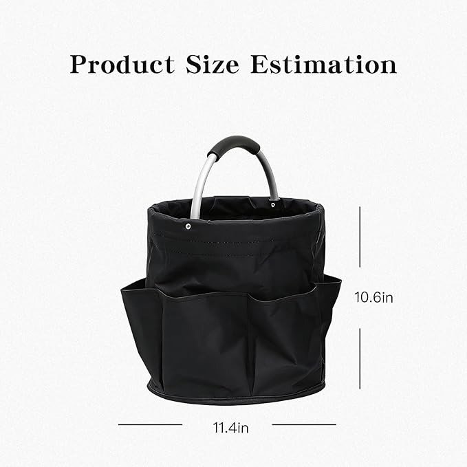 Tool Bucket Organizer 2-Pack 17L Foldable Cleaner Caddy with 6 PocketsHandle for Garden、Family and Bathroom Can Also be Used as a Beach Basket or Shopping BasketBlack+Navy Blue