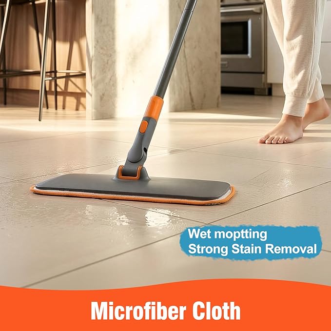2-in-1 Wet Dry Flat Microfiber Mop for Hardwood Floors-Reusable Washable Pads Telescoping Long Handle Floor Cleaner for Tile Laminate Pet Hair Removal Car Detailing &amp Window Cleaning