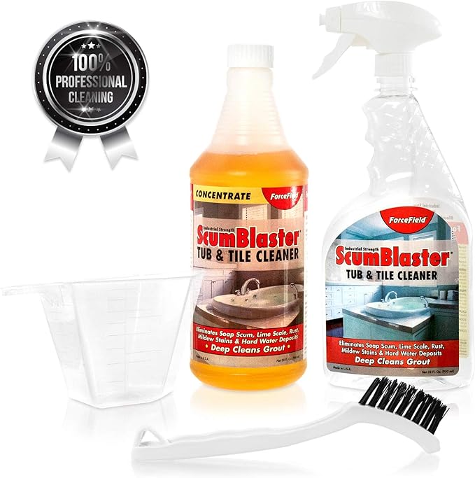 ForceField ScumBlaster: Soap Scum Remover Tile and Grout Cleaner Hard Water Stains and Rust Industrial Strength