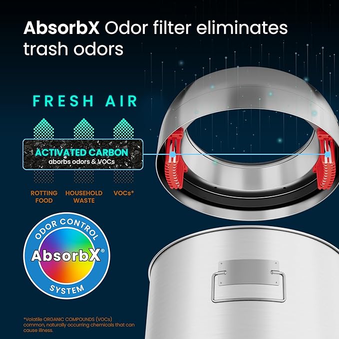 iTouchless 13 Gallon Dual-Deodorizer Trash Can and Recycle Bin Stainless Steel Commercial Grade Large 10 Inch Home Restaurant Restroom Office Open Top Round