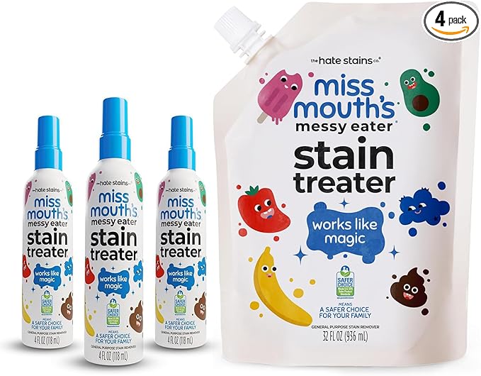 Miss Mouth's Messy Eater Stain Treater 32oz XL Pouch and 3 4oz bottles