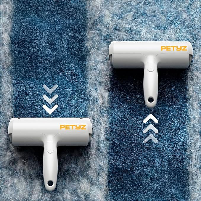 Pet Hair Remover and Reusable Lint Roller - Cat and Dog Hair Remover for Furniture Couch Carpet Car Seats Clothing and Bedding - Portable Multi-Surface Fur Removal Tool