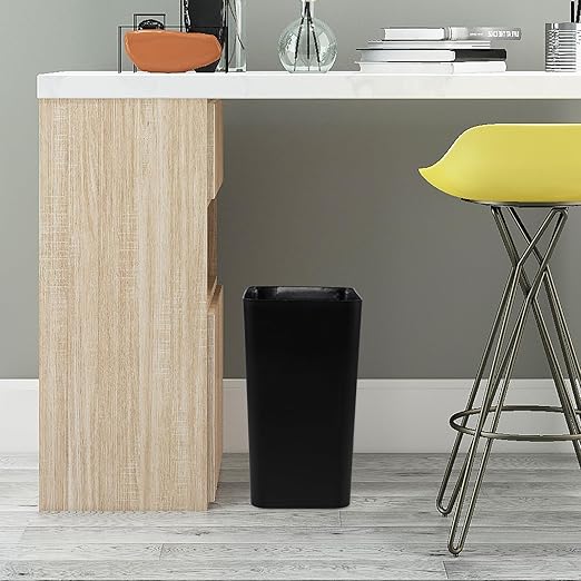 4.5 Gallon 3 Pack Rectangular Plastic Wastebasket Small Garbage Bin Slim Trash Can for Kitchen Bathroom Office Black
