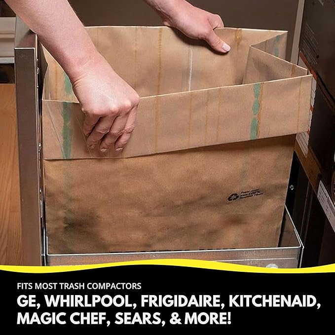Kitchen Master Super Strong Compactor Bags (12 Pack) | Precuffed Garbage Compactor Bags Kitchen Liner Paper Trash Bin Press Kitchen Essential Paper Garbage Press Liner