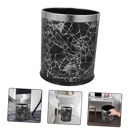 Marbling Wastebasket Round Garbage Can Wastepaper Basket Waste Bin for Home Office