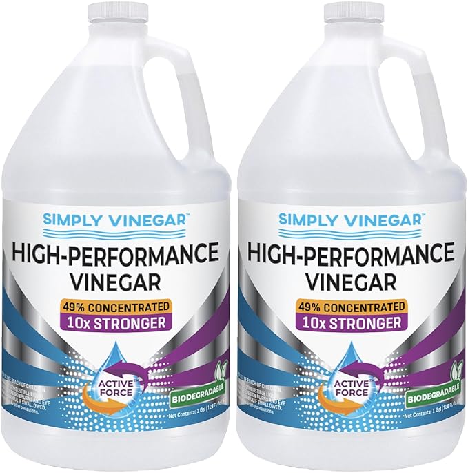 Industrial Strength 49% Vinegar – High-Performance Concentrated Cleaner for Home Garden Driveways &amp More – Biodegradable &amp Bleach-Free (Not for Food Use) - 128 oz (Pack of 2)