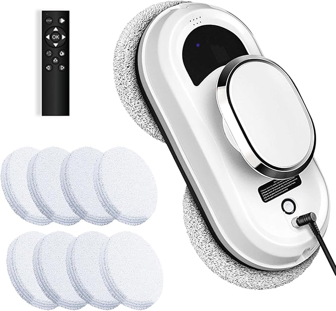 Window Cleaner Robot 5600Pa Strong Suction Window Automatic Cleaning Robot Smart Path Planning Powerful Dual Spinning Mop Remote Control Dual Safety Protection for Effortless Cleaning