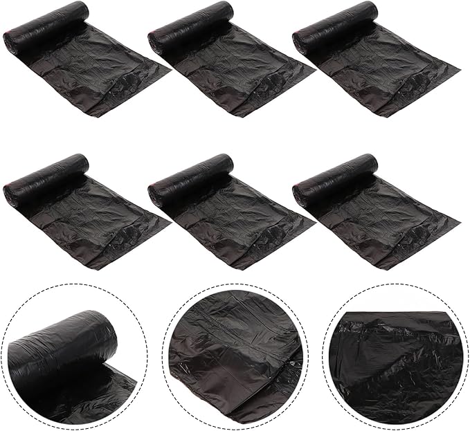 Beaupretty 10 Packs Drawstring Trash Bags Black Plastic Rubbish Bags 15pcs Per Pack Household Waste Container for Kitchen and Bathroom Use