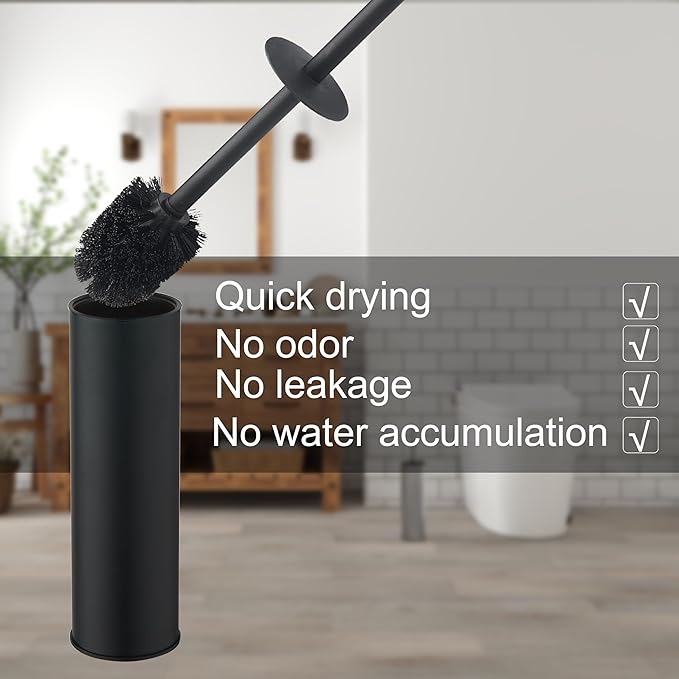 Toilet Brush and HolderStainless Steel Toilet Brushes for Bathroom with Holder 2pack Black