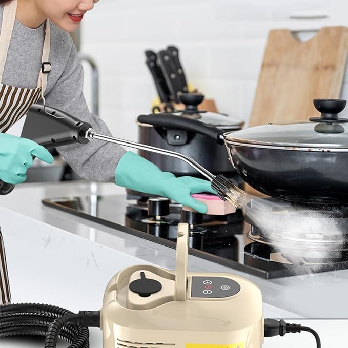 Handheld Steam Cleaner 1500W High Pressure Steamer for Cleaning Portable Steam Cleaning Machine for Home Use With 3 Brushes for Car Kitchen Furniture Grout Tile (Black)