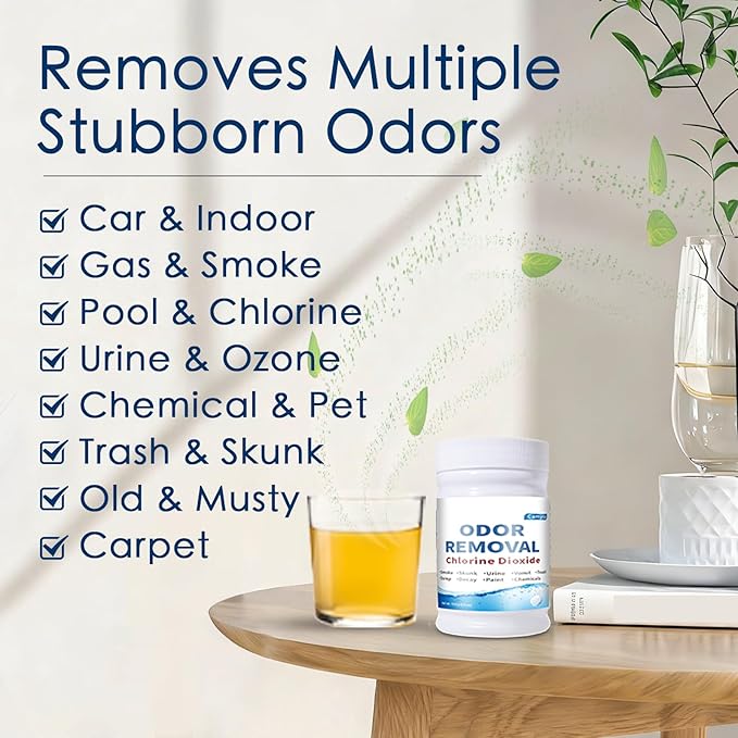 Chlorine Dioxide Odor Removal for Cars &amp Homes Chlorine Dioxide Tablets for Gas Smoke Urine Carpet Odors &amp More Fast-Acting Removes Odors at the Source