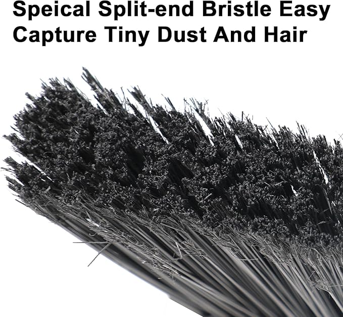 2PCS Heavy Duty Broom Broom for Sweeeping Indoor and Outdoor Angle Broom with Long Pole Outdoor Broom for Courtyard/Garages/Slidewalk Indoor Broom for Kitchen Lobby Canteen Black