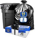 55 Gallon Trash Bags Heavy Duty 2 Mil Fits Rollout Round and Square 32-55 Gallon Rubbermaid Brute Trash Cans 43 x 47 Large Durable Garbage Trash Can Liners Black Pack of 100