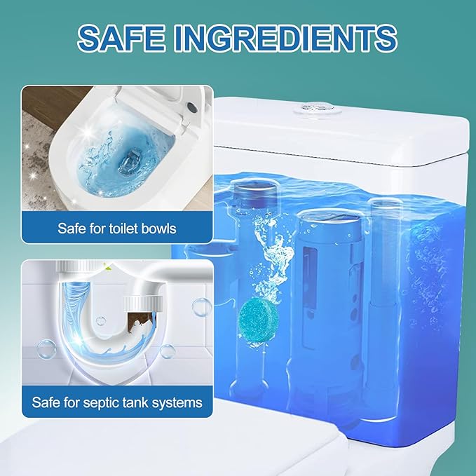 Automatic Toilet Bowl Cleaner TabletsBlue toilet seat Descale &amp Deodorize Septic-Safe Continuous Cleaning Fresh Scent Drop-In Tank Cleaner effective to use Works with Toilets 50 Pack-Fresh S