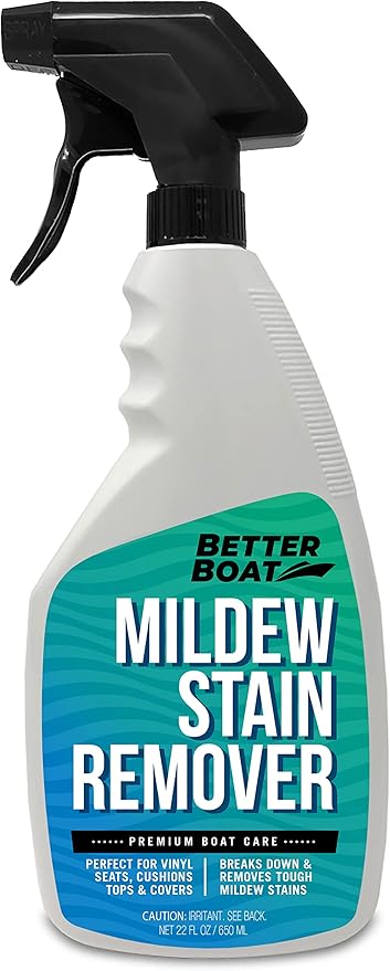 Better Boat Mold and Mildew Stain Remover 22oz Spray for Fabric Vinyl Tile Grout Removes Mold Stains on Boat Seats Bathroom Shower Patio Furniture Carpet Canvas