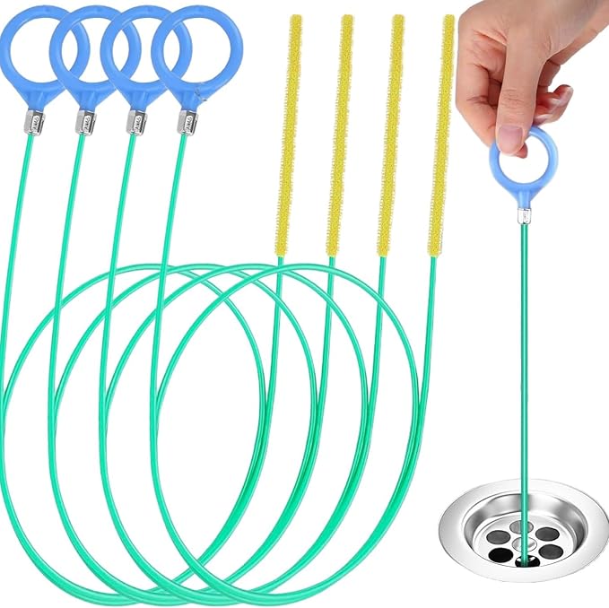 Drain Hair Block Expunger Tool Flexible PVC Pipe Cleanser for Bathroom Sink Shower Drain Unclogging Lacking Substances PVC Hair Clog Expunger