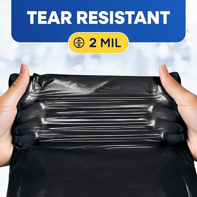 95-96 Gallon Trash Bags Extra Large Heavy Duty Industrial Durable Black Garbage Can Liners 2 Mil Fits Rubbermaid Rollout Round and Square Trash Cans 61 x 68 (Pack of 25) Bulk