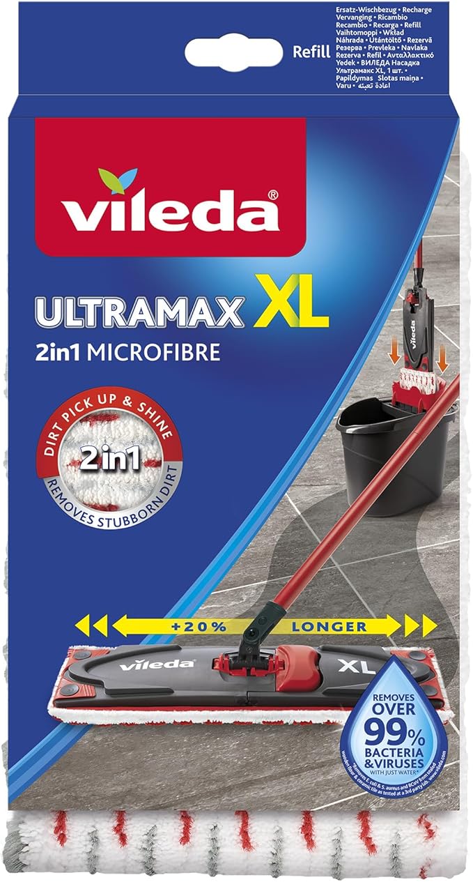 Vileda Ultramax Power XL Wet Mop Refill Pack Wei-grau-rot 1 Count