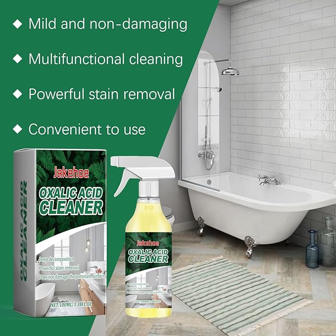 Oxalic Acid Cleaner Powerful Stain Removal Spray for Bathroom Toilet Porcelain 100ml/3.38oz Multi-Surface Deep Cleaning