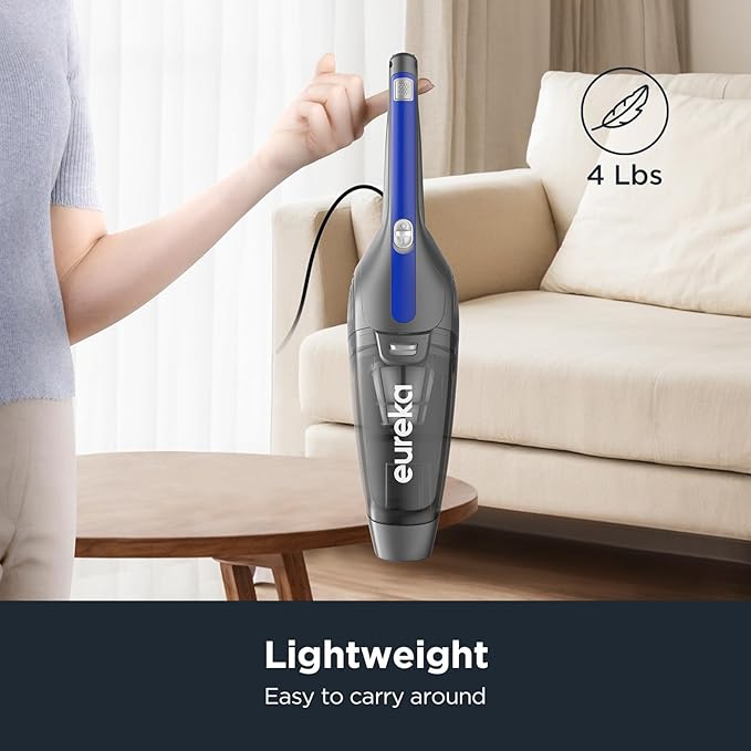 Eureka Corded Stick Vacuum Cleaner for Home Pet Hair Lightweight Stick Vacuum Cleaner with Powerful Suction for Carpet Tile and Hard Floor Blue 3-in-1 Handheld Vac NES312