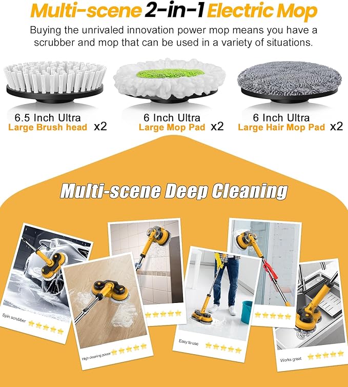Qimedo Electric Mop M1 Pads &amp&amp Electric Spin Scrubber Replacement Brush Head 2-in-1Replacement Pad for Electric Spin MopCordless Mop Replacement Pad for qimedo Electric mop Accessories