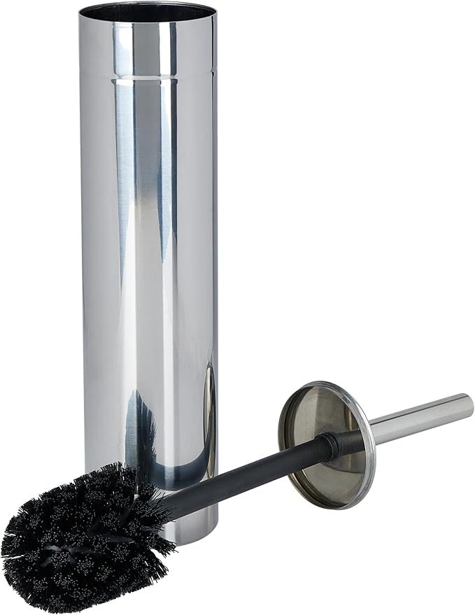 Bath Bliss Toilet Brush with Weighted Base | Slender Design | 360 Degree Brush | Bathroom Cleaning | Chrome