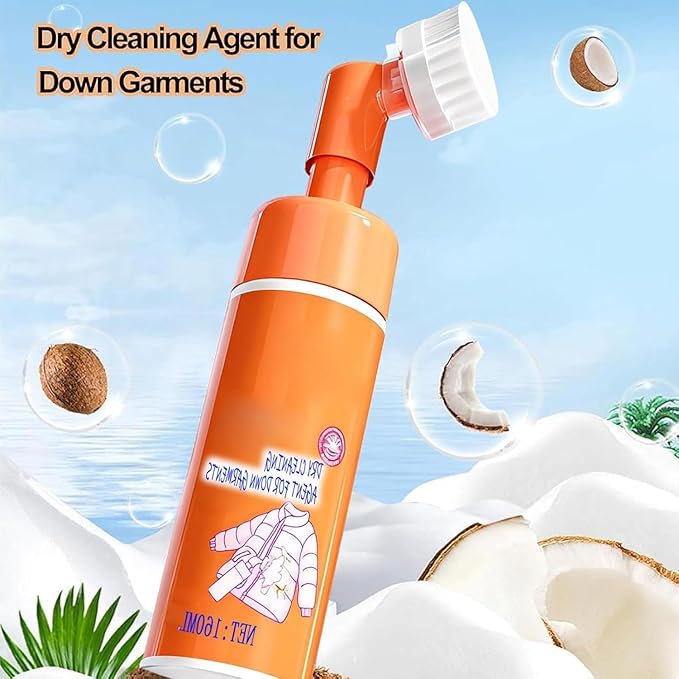 Dry Cleaning Agent for down Jackets with Brush Head160ml Wash-Free Clothing Foam SprayLifts Grime Without Harming FabricReusable &amp Convenient (2pcs)