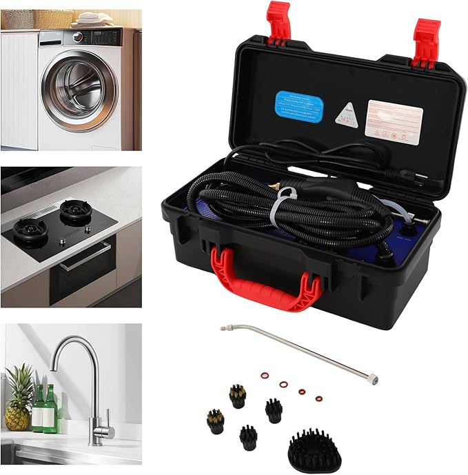 1700W 110V Portable Steam Cleaner High Temperature High Pressure Steamer Cleaning Machine for Furniture Kitchen Bathrooms Windows Carwith Brushes 3-in-1 Function
