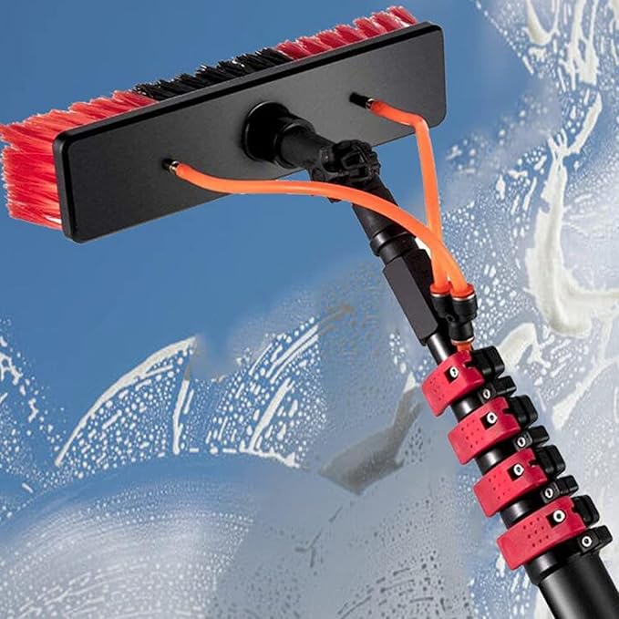High-Strength Carbon Fiber Retractable High-Altitude Cleaning Window Cleaning Brush Solar Panel Cleaning Brush Window Cleaning Pole Water Fed Brush7.2m/24FT (Copper 5.4m/18FT)