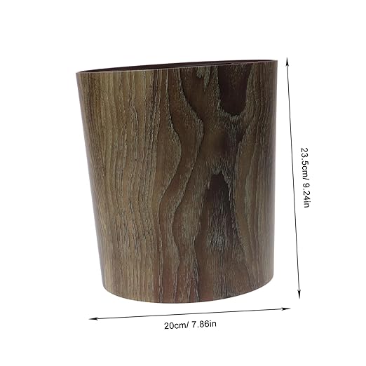 Cabilock Large Capacity Imitation Wood Grain Trash Can Bathroom Kitchen Office Waste Basket Storage Container