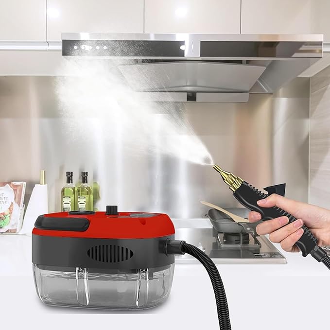 Handheld Steam Cleaner Portable Steam Cleaner with 3 Brush Heads 3BAR High Pressure Steam 2500W High Temperature Pressurized Steam Suitable for Car Beauty Kitchen Range Hood.