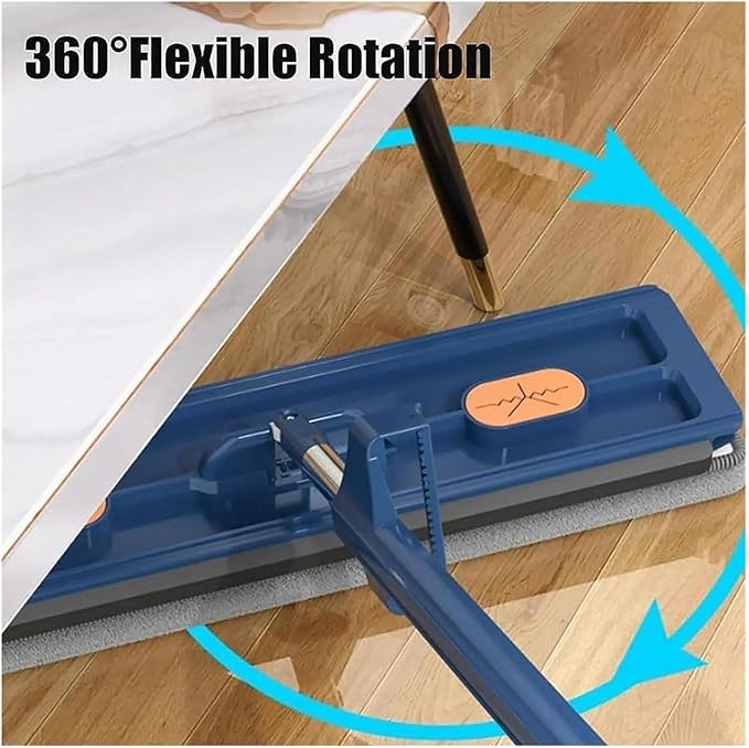 Large Flat Mop with Long Handle - Microfiber Floor Cleaning ToolCompatible for Hardwood Tile Bathroom Kitchen Home Use(Blue)