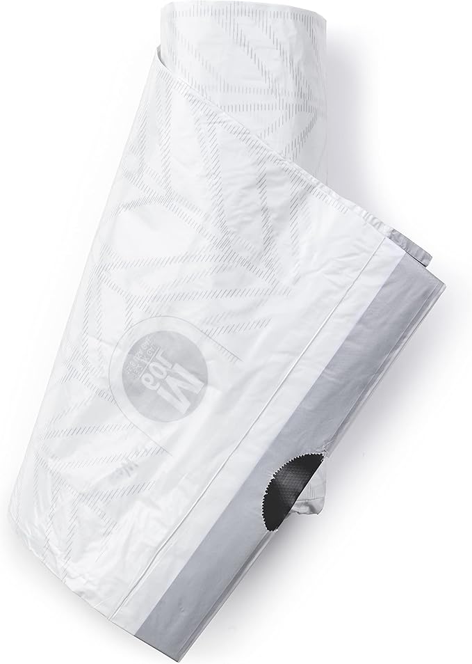 Brabantia PerfectFit Trash Bags (Size M/16 Gal) Thick Plastic Trash Can Liners with Drawstring Handles (120 Bags)