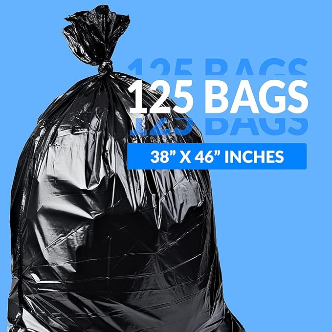 Reli. SuperValue 40-45 Gallon Trash Bags | 125 Count | Made in USA | Heavy Duty | Black Multi-Use Garbage Bags (Pack of 2)