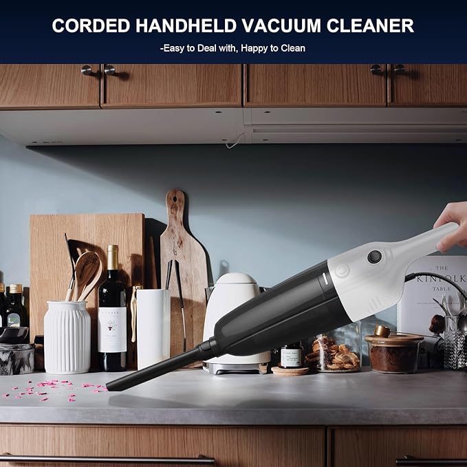Stick Vacuum Cleaner Corded 2-in-1 Lightweight Vacuum with Powerful Suction Washable HEPA Filter Handheld &amp Upright for Pet Hair Carpet Hardwood Floor &amp Home Cleaning – White MC607C