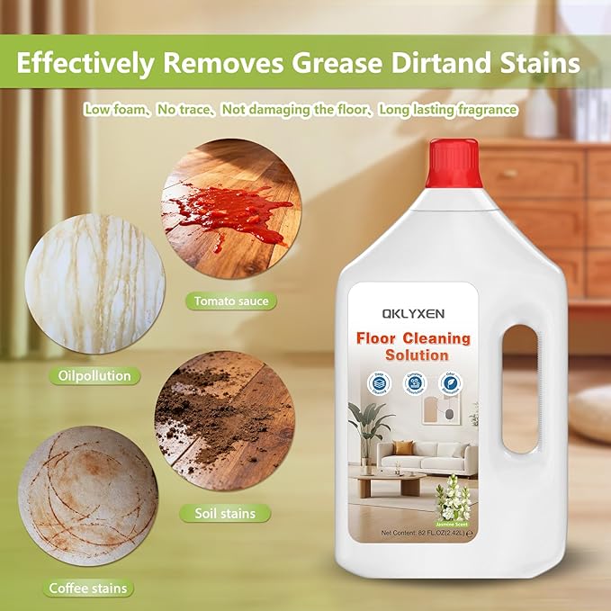 Floor Cleaning Solution Compatible with Roborock – 82 FL OZ Jasmine Floor Cleaner – Soft Long-lasting Fragrance – For All Cordless Wet/Dry Vacuum Mop Cleaner &amp Robot Vacuums with Mopping