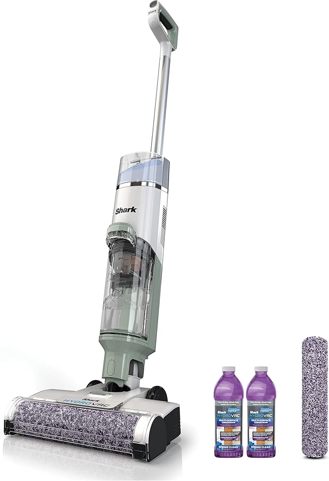 Shark AW302 HydroVac Cordless Pro XL 3-in-1 Vacuum Mop &amp Self-Cleaning System with 2 Brushrolls &amp 2 Solutions for Multi-Surface Cleaning for Hardwood Tile Area Rug &amp More Tea Green