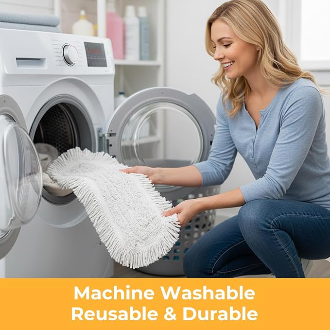 24 Dust Mop for Floor Cleaning Large Areas Dry &amp Wet Mop with 2 Washable Cotton Pads Efficiently Picks Up Pet Hair &amp Dust for Hardwood Tile Laminate Patio