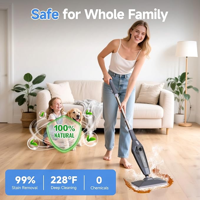 SENMO Steam Mop with Extra Microfiber Mop Pads*2