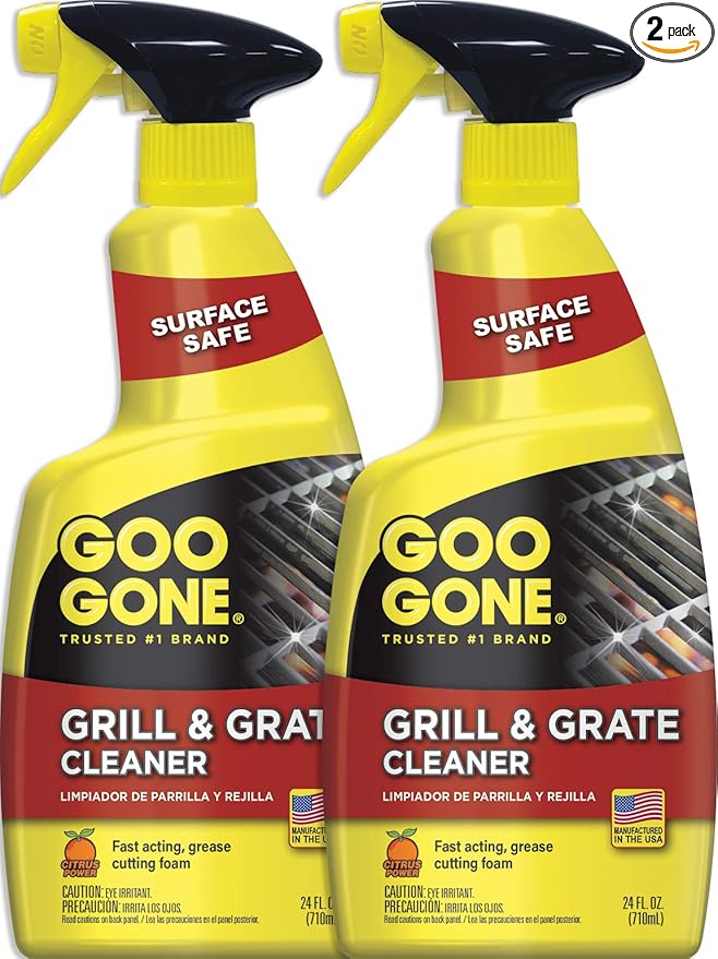 Goo Gone Grill and Grate Cleaner Spray (2 Pack) Cleans and Degreases BBQ Cooking Grates and Racks Pellet and Electric Smokers- 24 Ounce
