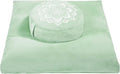 Meditation Zafu Cushion Set with Buckwheat Hulls &amp Memory Foam - Ergonomic Support for Yoga &amp Sitting - Removable Machine-Washable Luxury Velvet Cover - for Adults and Kids (Sage Green)